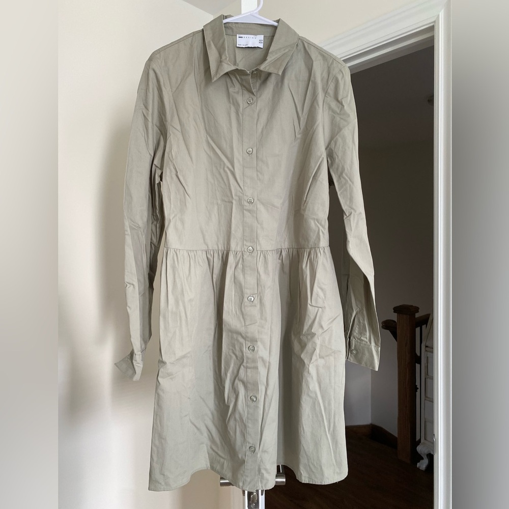 ASOS Grey Size 12 Button Up Shirt Dress
